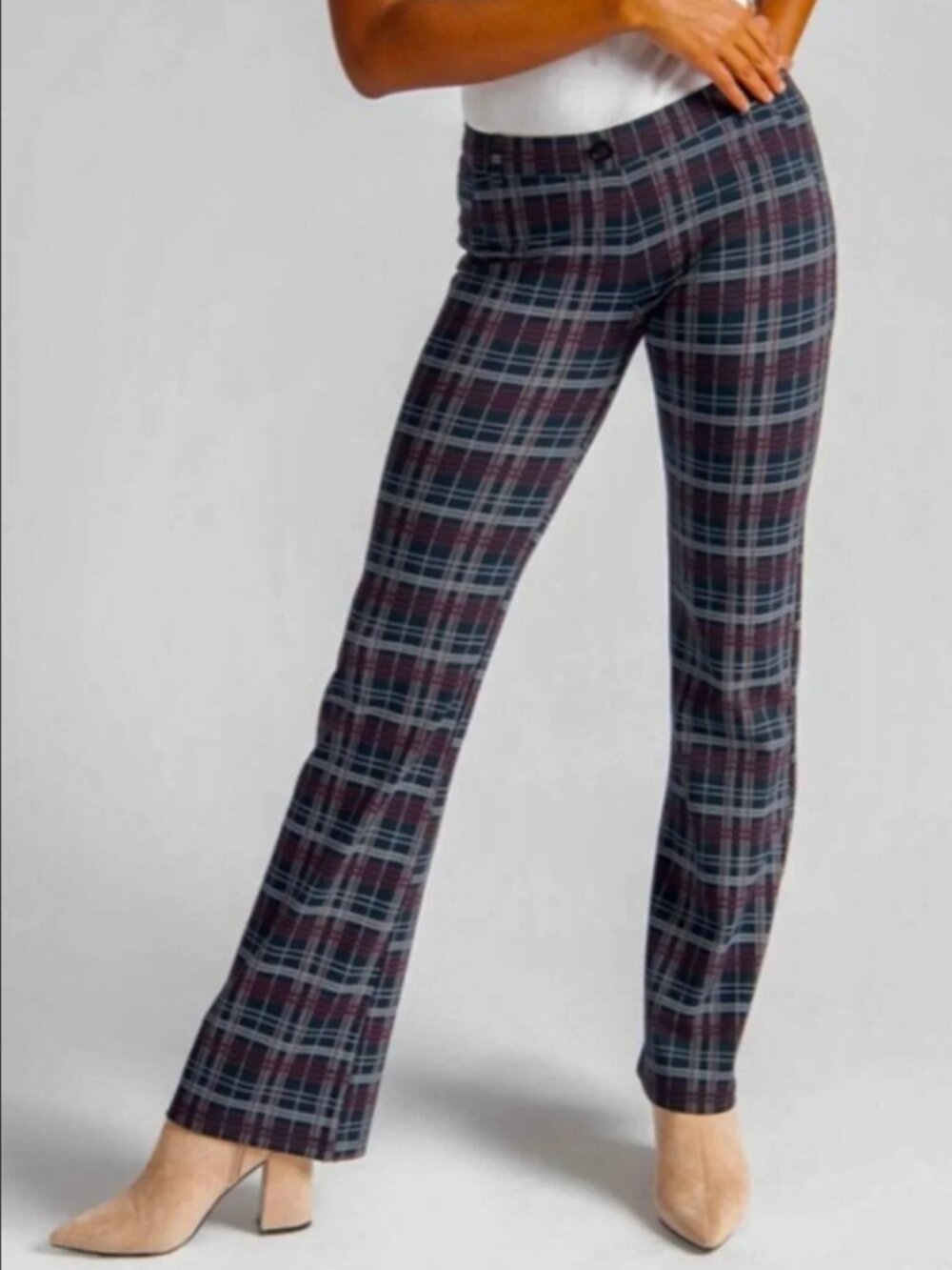 Betabrand Scarlet Plaid Straight Deep Pocket Dress Pant Yoga Pants XLarge Petite